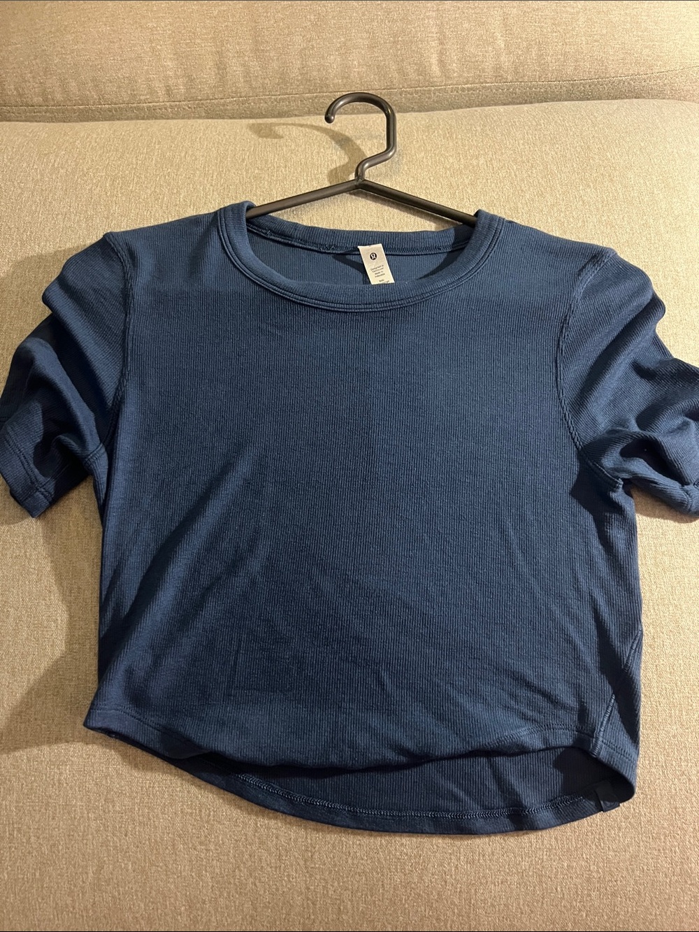 Lulu lemon ribbed Women's Navy Short Sleeve Crewneck Top